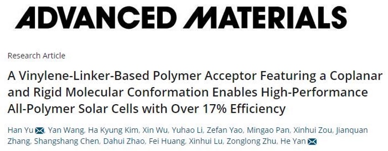 High-Performance All-Polymer Solar Cells with Over 17% Efficiency